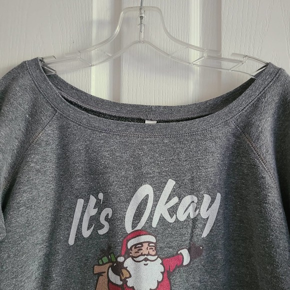 It's Ok I Don't Believe In You Either Xmas Santa Crew Neck Youth Sweatshirt - Picture 4 of 8